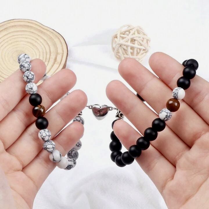 Par de pulseiras de pedras naturais