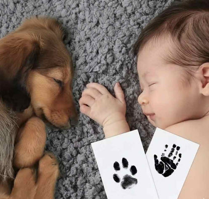 Recordação Eterna: Kit de Impressão de Patinha Sem Tinta + Moldura de Foto (Sem Sujidade)